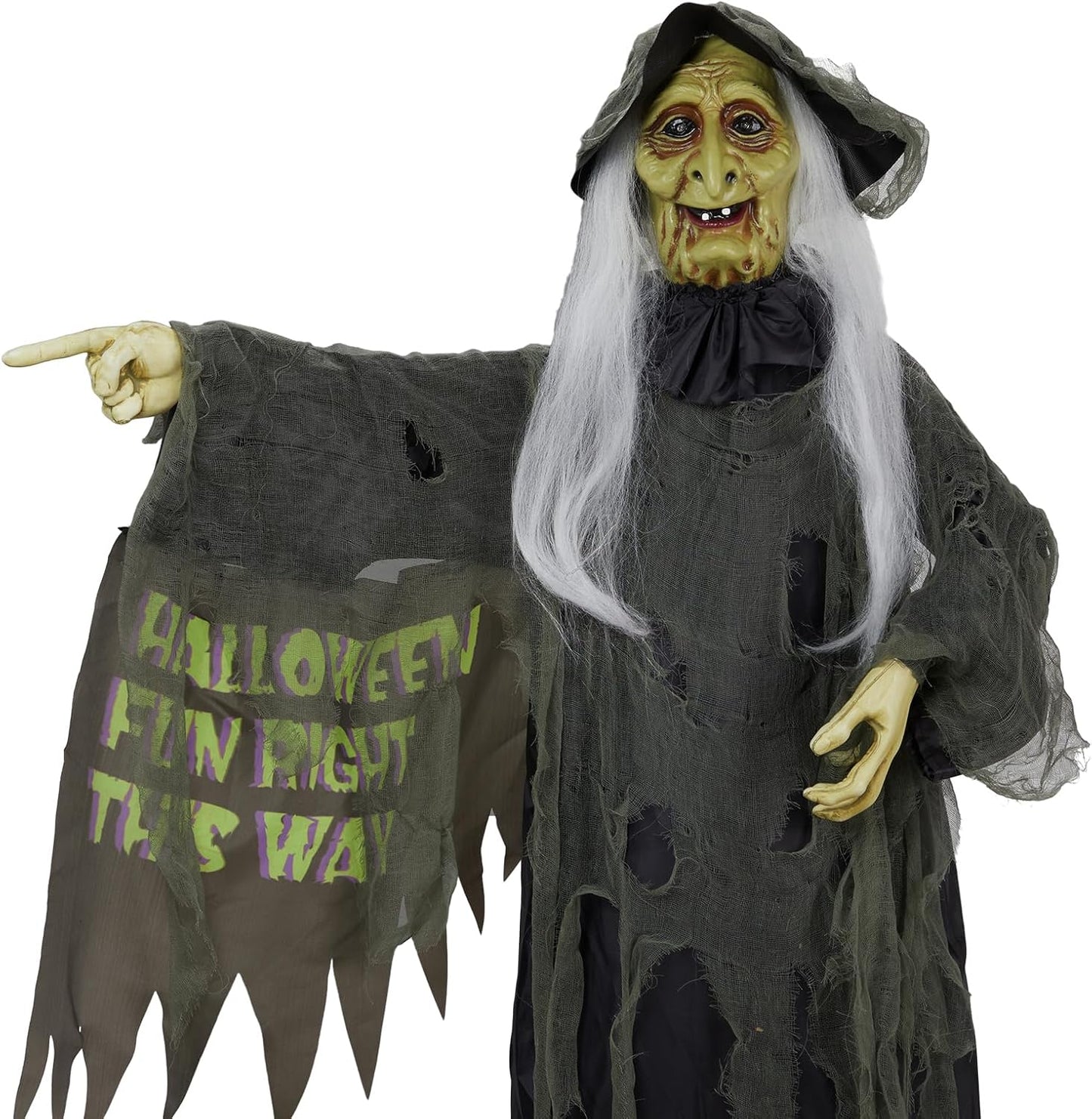 AW Animated Halloween Decorations,Scary Witch,6 FT Life Size Standing Clown,Motion/Sound Activated
