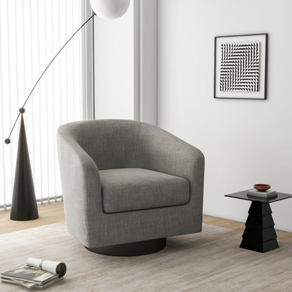 Swivel Barrel Accent Chair Set of 2, Modern Round Linen Arm Chair for Living Room, Bedroom, Comfy