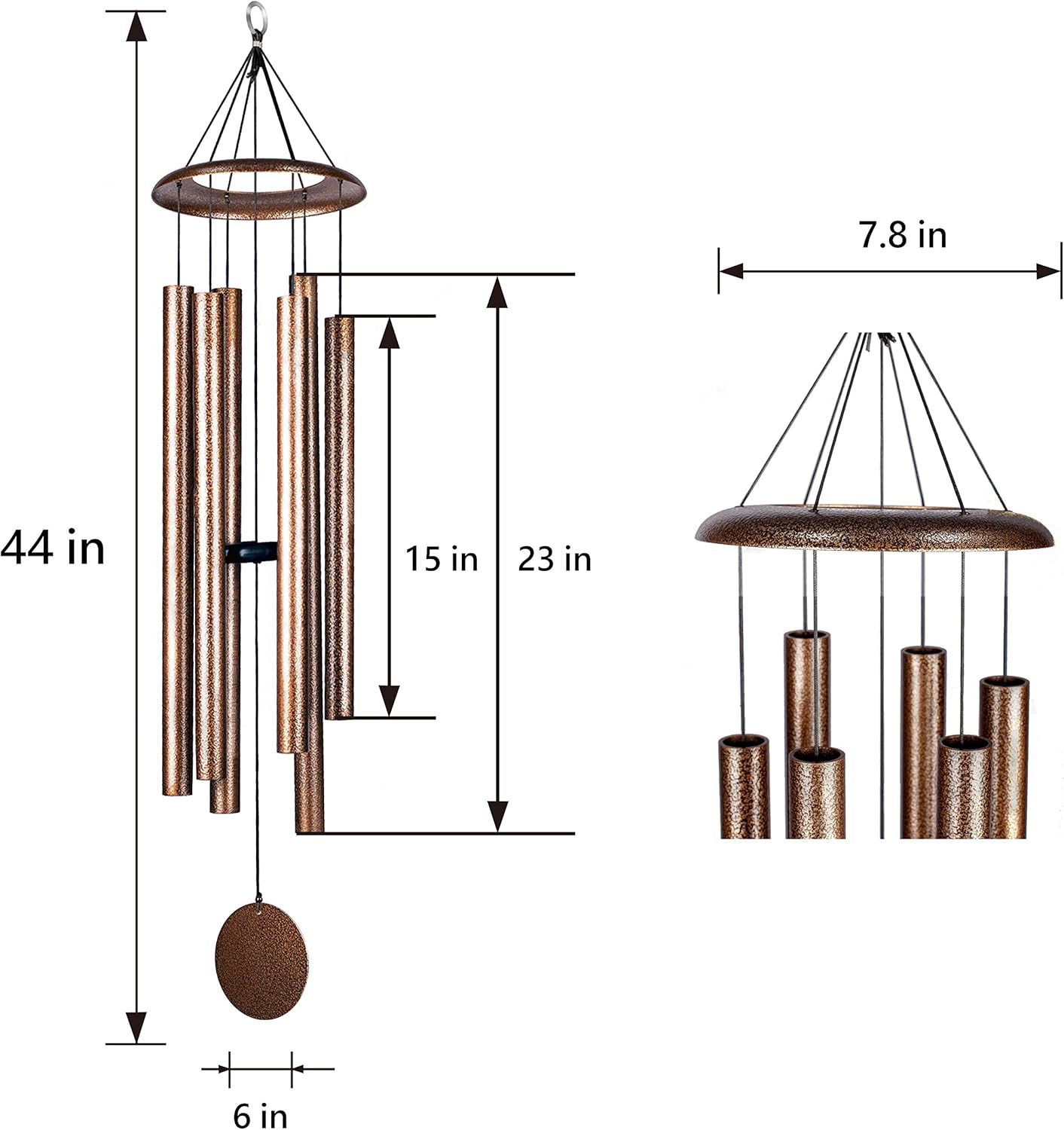 44 Inch Wind Chimes for Outside Deep Tone Sound Like Church Bell Rings Memorial Mother Day Copper