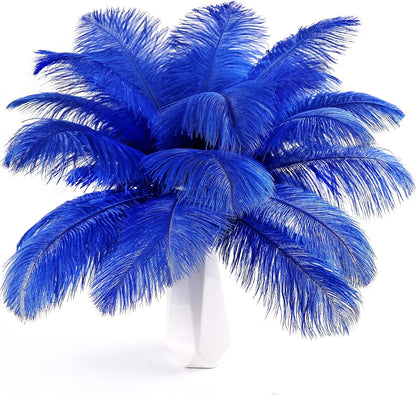 THARAHT Blue Ostrich Feathers 24pcs Natural Bulk 10-12Inch 25cm-30cm for Crafts Wedding Party