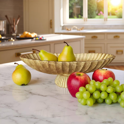 14.5" Large Decorative Long Bowl decor - Fluted Scalloped Decorative Bowls for Home Decor - Ruffle