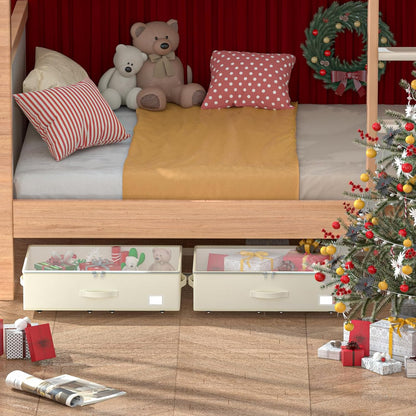 Under Bed Storage with Wheels, No Assemble Required 7.5 inches height Under Bed Storage bins,Large