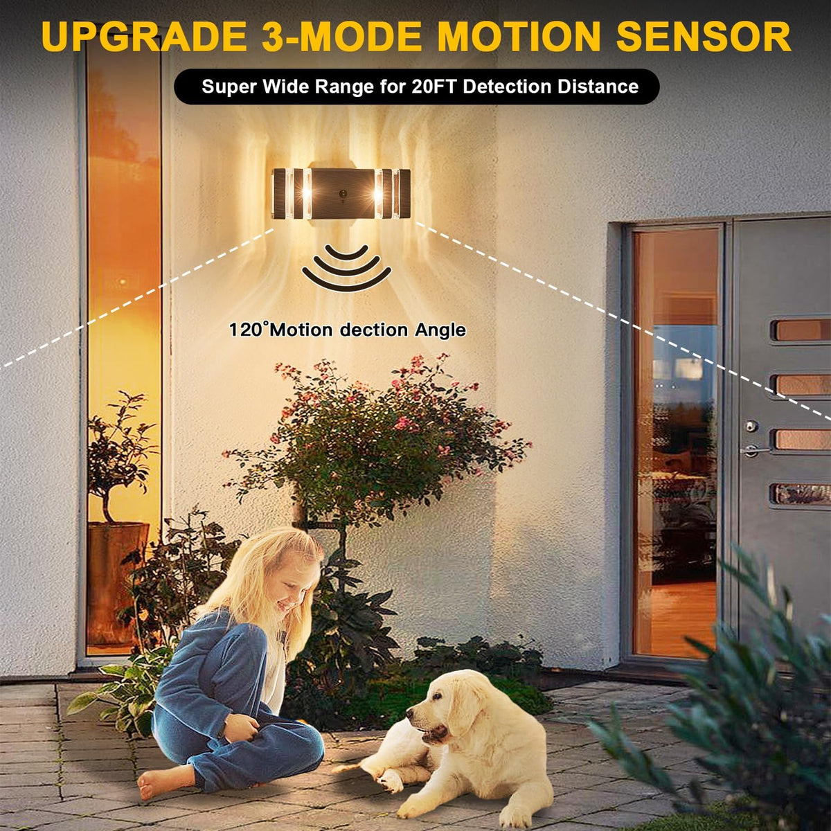 2 Pack Oil Rubbed Bronze Outdoor Wall Lights with 3-Mode Motion Sensor Up Down Porch Lights Modern