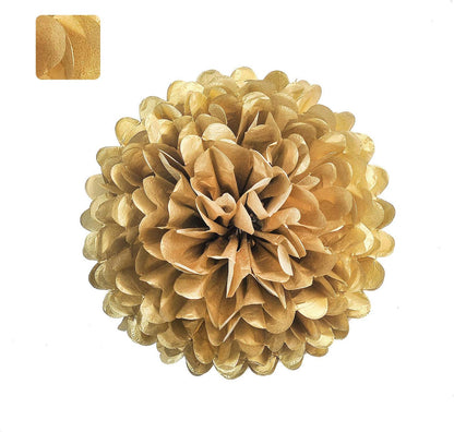 10" Gold Tissue Pom Poms DIY Tissue Paper Flowers for Birthday Wedding Baby Shower Tea Party