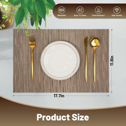 Placemats Set of 12，Non-Slip PVC Weave Table Mats Easy to Clean，Heat Resistant Place Mats for