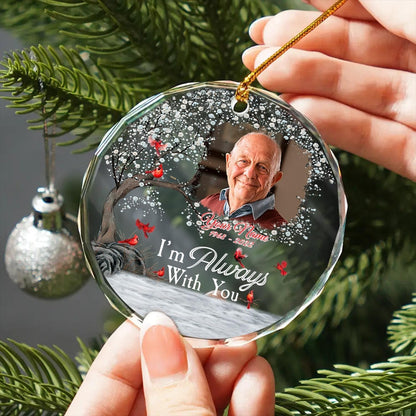 Personalized Memorial Glass Ornament, Custom Photo Christmas Ornament, Memorial Day Glass Ornament