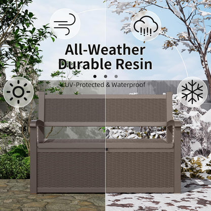 80 Gallon Storage Bench Deck Box Waterproof Lockable,Outdoor Storage Furniture for Patio,Garden and