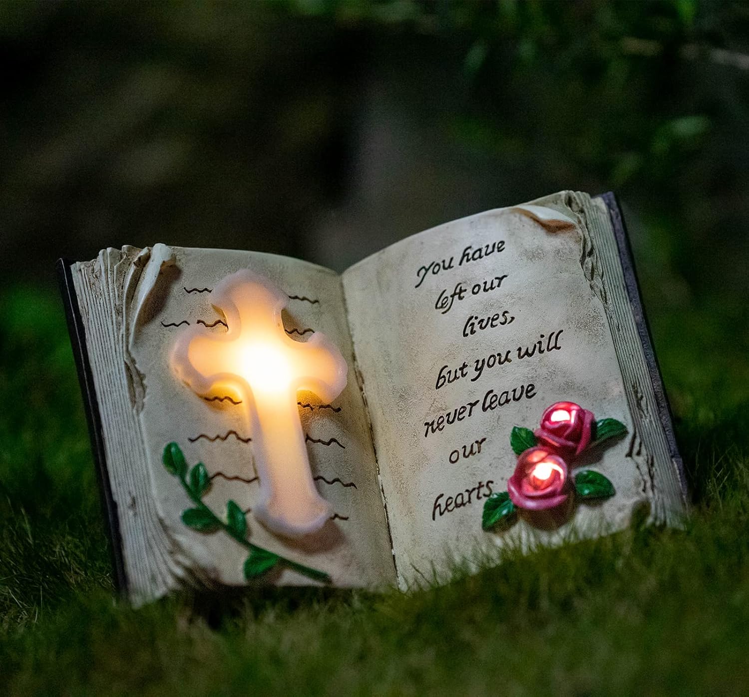 Outdoor Solar Bible Cross Garden Stakes Lights, Waterproof Memorial Grave Decorations Gifts for