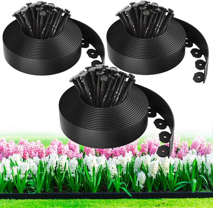 100ft,1.5in Tall Landscape Edging Kit with 150 Spikes, No-Dig Flexible Plastic Edge Border for