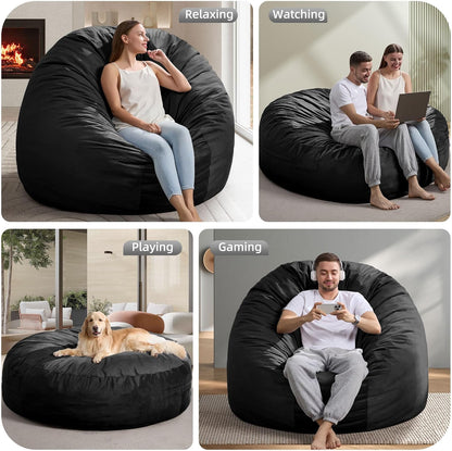 Hobestluk 6FT Bean Bag Chair Bean Bag Chairs for Adults Giant Bean Chairs with Velvet Cover, Memory