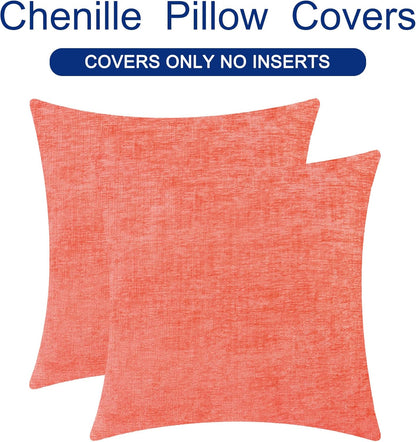 CaliTime Throw Pillow Covers Decorative 26 X 26 Inches Pack of 2 Cozy Chenille Cushion Cases for