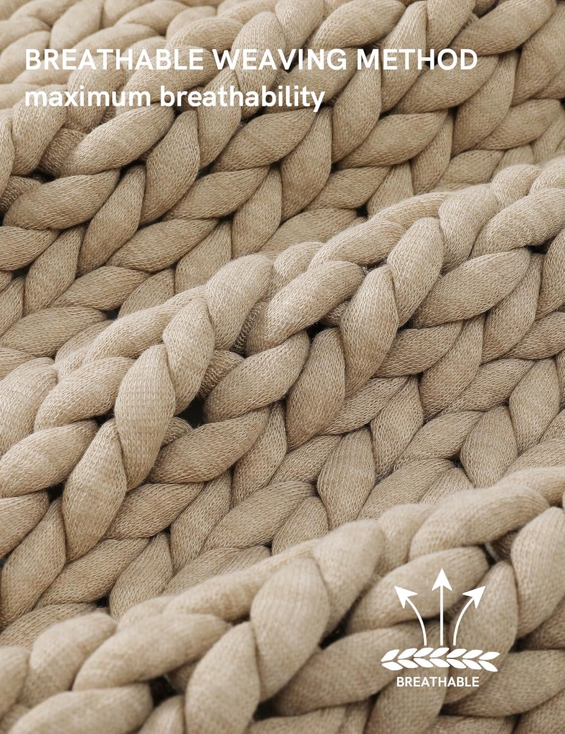 YnM Chunky Throw Blanket, Medium-Weight, Hand Knitted, Skin Friendly, Ventilated and Breathable
