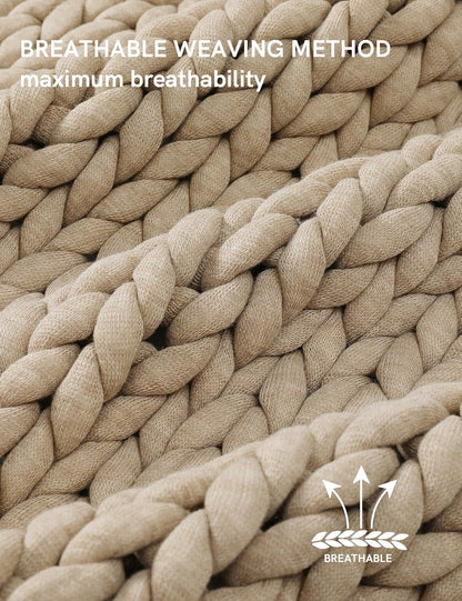 YnM Chunky Throw Blanket, Medium-Weight, Hand Knitted, Skin Friendly, Ventilated and Breathable