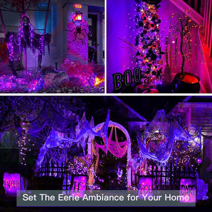 suddus Hallowee Fairy Lights Battery Operated, 33ft 100 LED Fairy Lights with Remote, Purple String