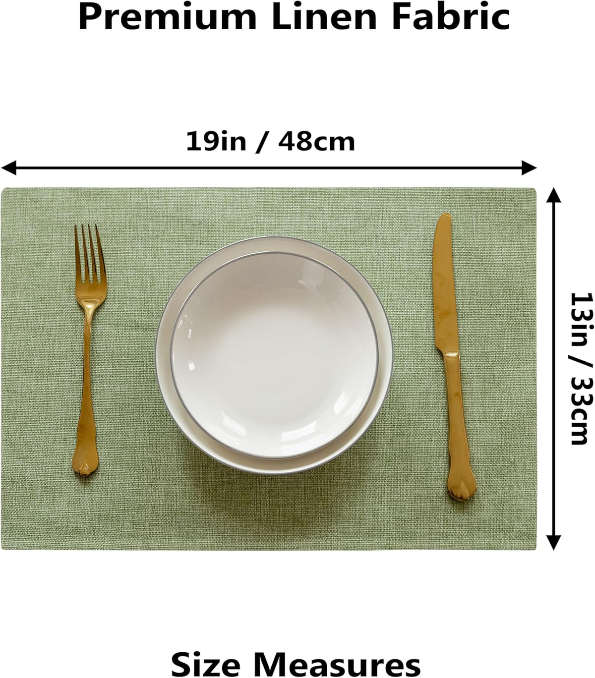 Demetex Cloth Green Placemats Set of 8 Heat Resistant Table Plate Mat Washable Linen Placemat for