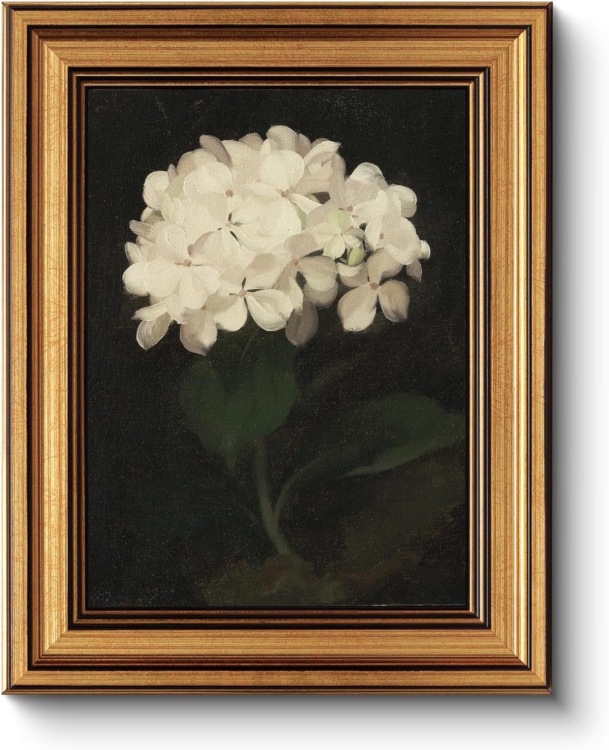HUARCEY Gold Framed Vintage Wall Art for Living Room, Flowers Painting Canvas Prints Shelf Decor