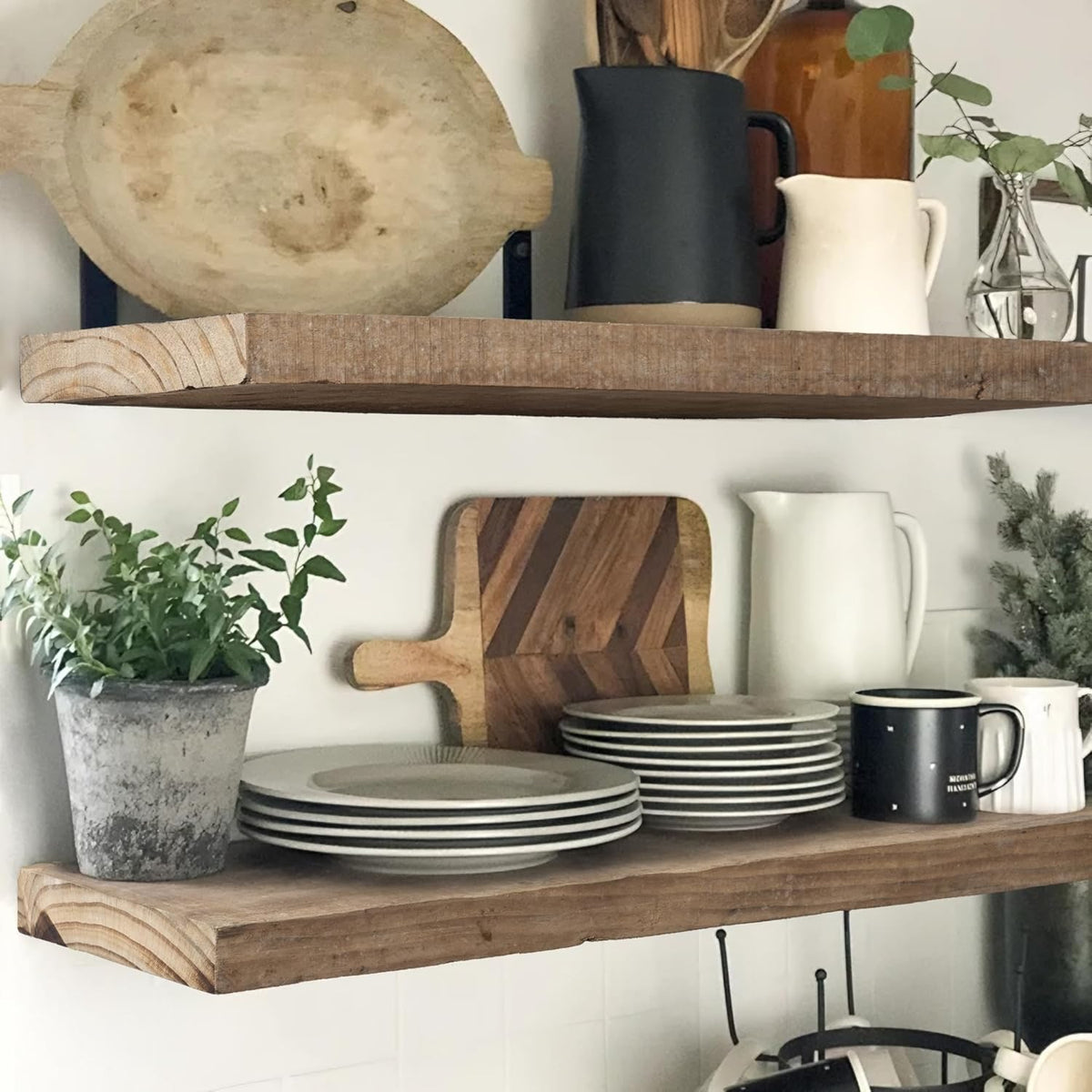 Floating Shelves, 8 Inch Deep Rustic Solid Reclaimed Wood Wall Shelves for Storage, Wall Mounted