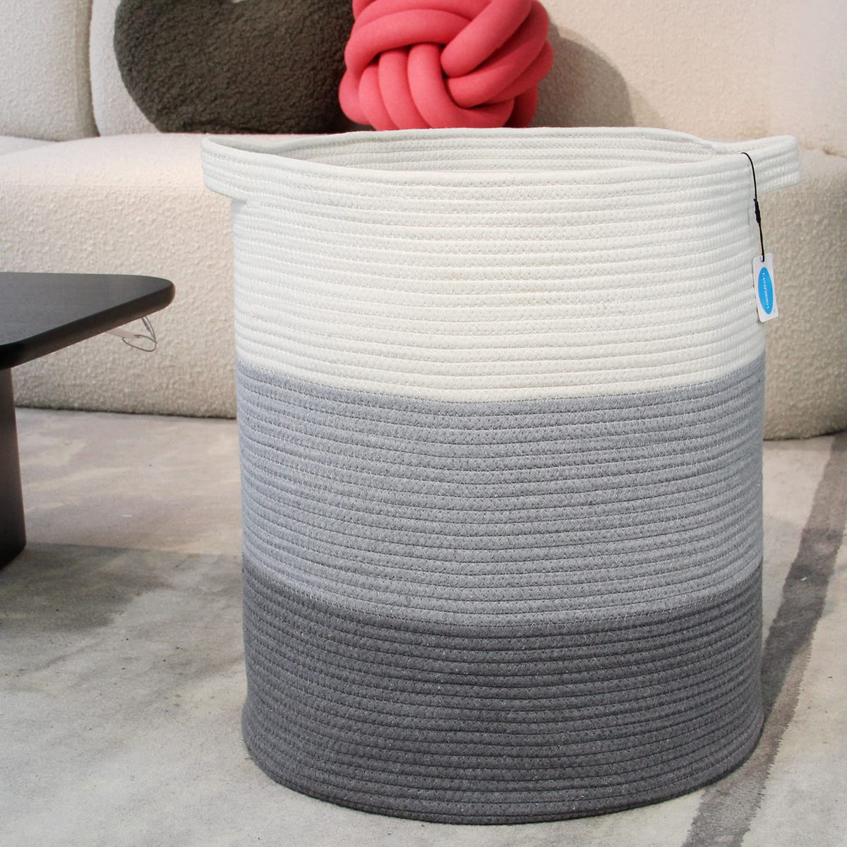 Casaphoria Cotton Rope Storage Basket for Organizing,Round Blanket Basket Living Room,Woven Laundry