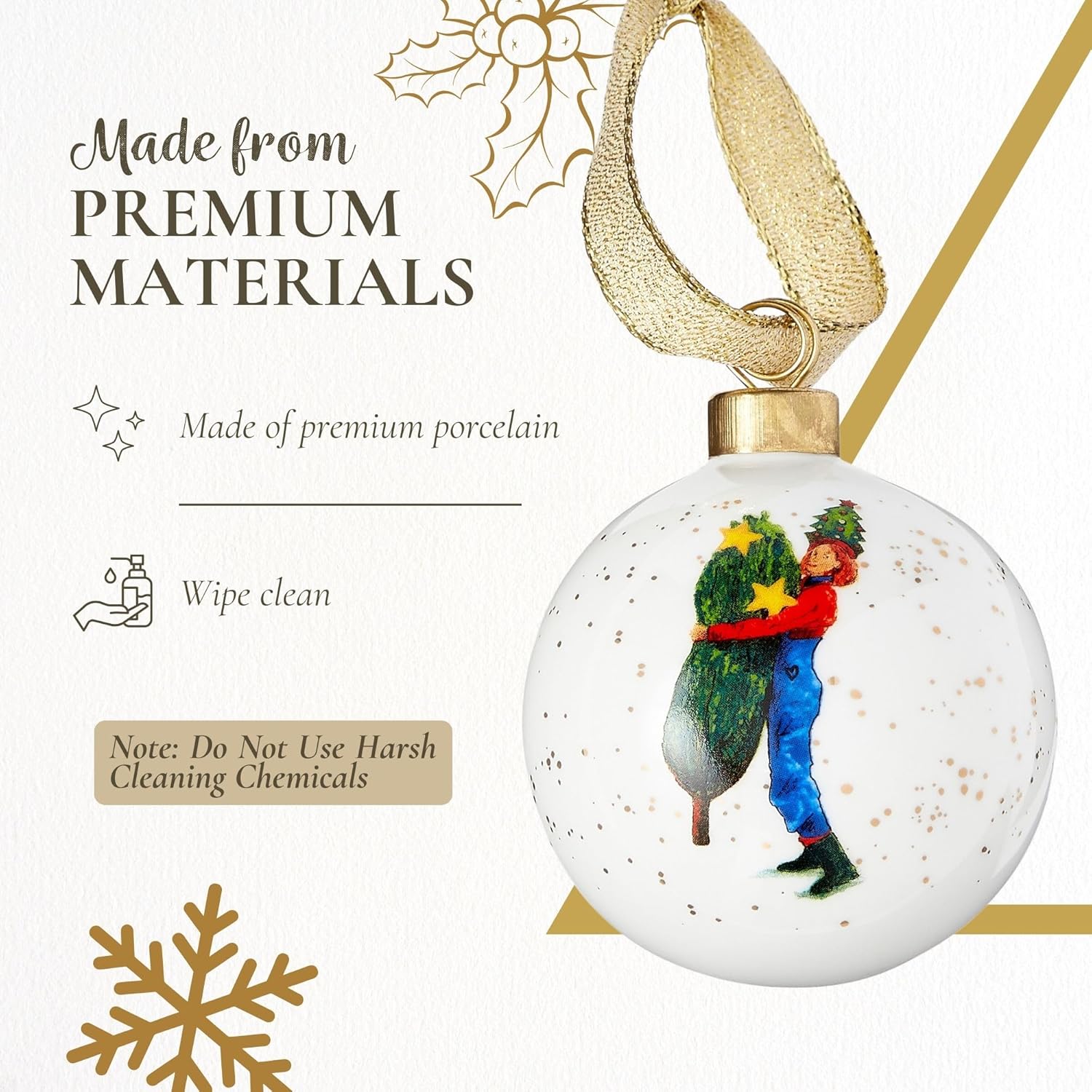 Spode Kit Kemp Christmas Ornament - Doodles Branch Manager - Fine China Whimsical Festive Keepsake