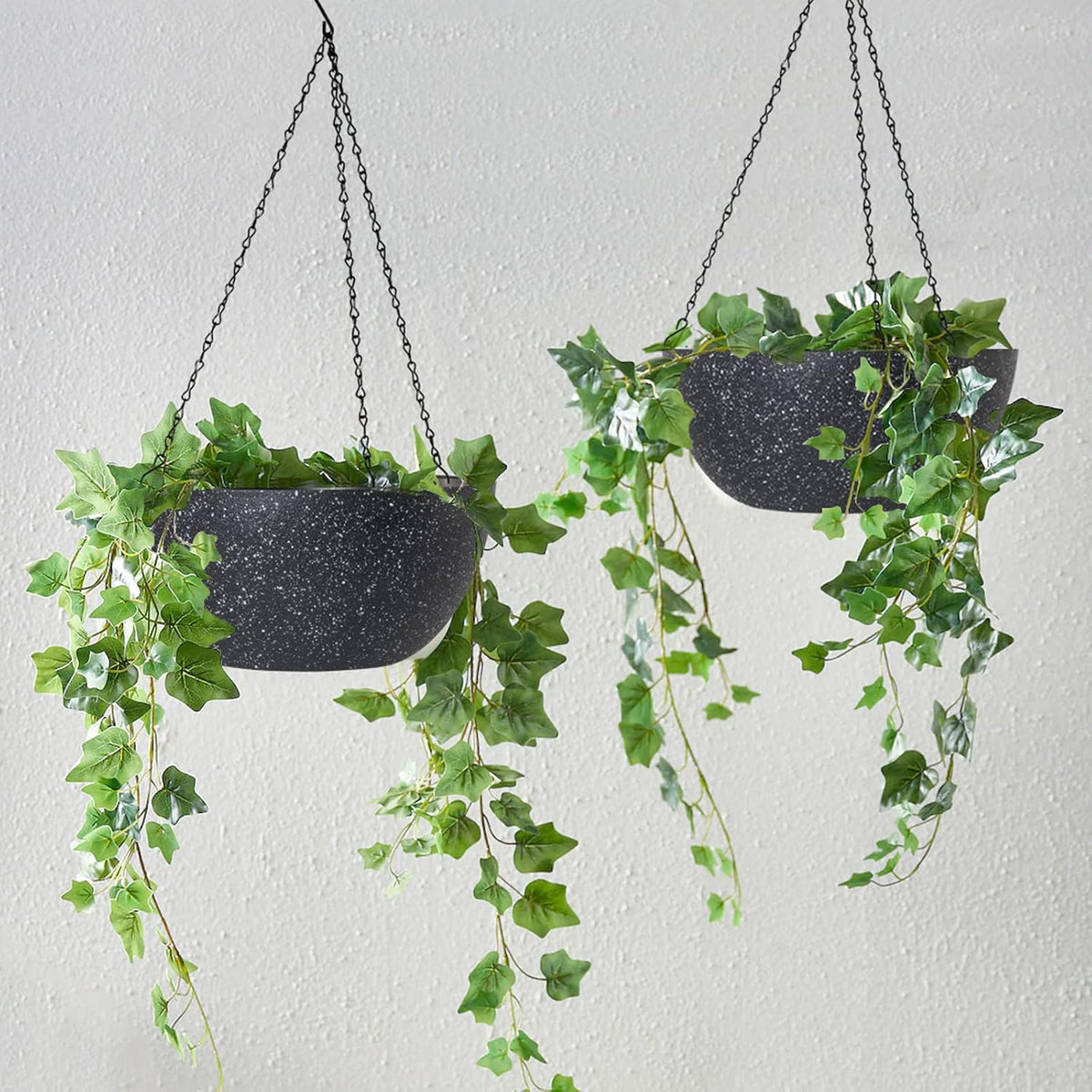 WOUSIWER 13 inch 2Pack Large Hanging Planters for Outdoor Indoor Plants with Drainage Holes and
