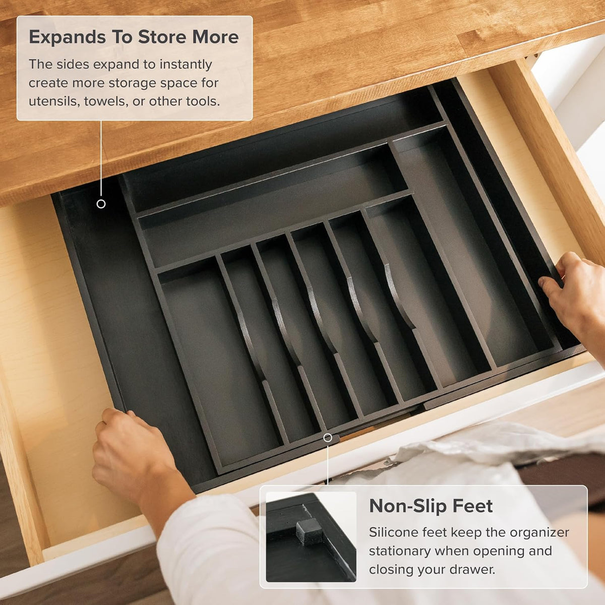Premium Silverware, Flatware and Utensil Organizer for Kitchen Drawers, Food-Safe Contract Grade