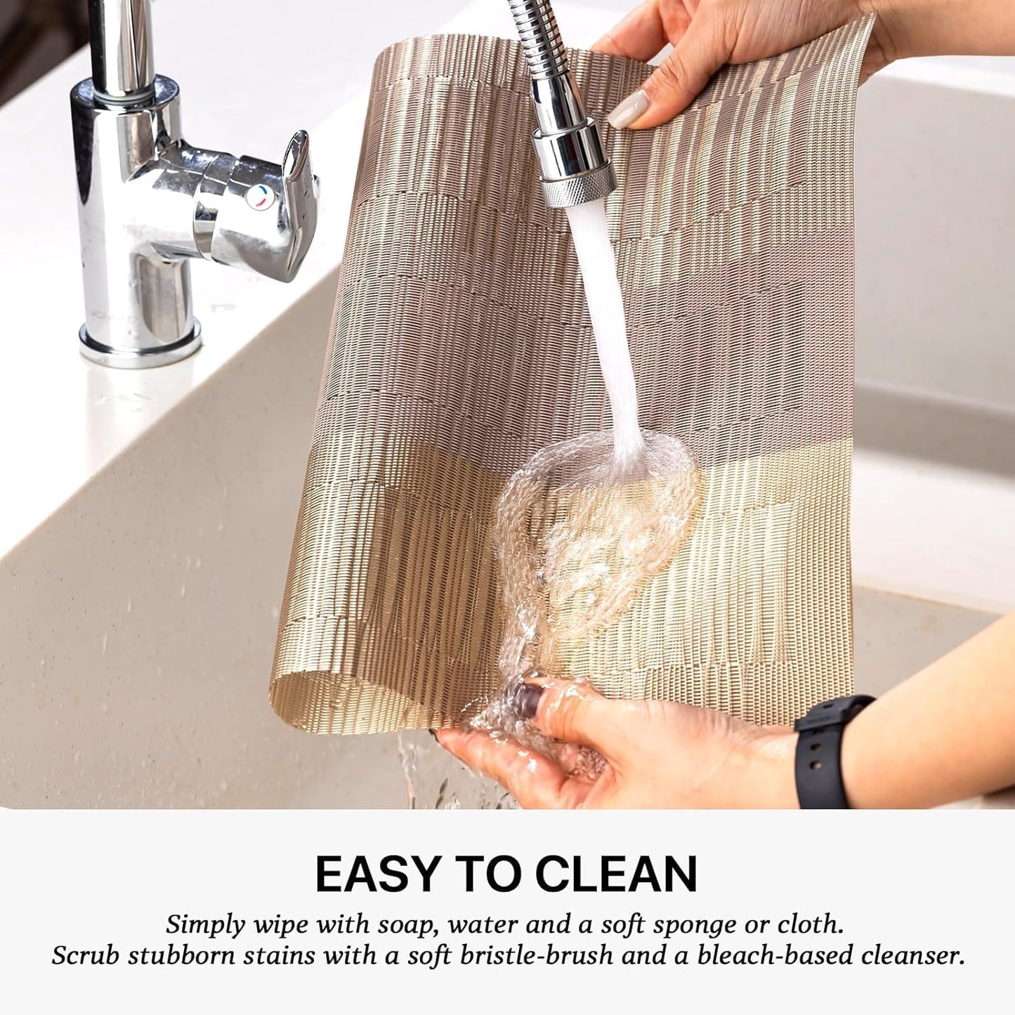 LEXMORE PlaceMats Set of 12 Vinyl/Plastic Woven Place Mats for Kitchen Table Indoor/Outdoor