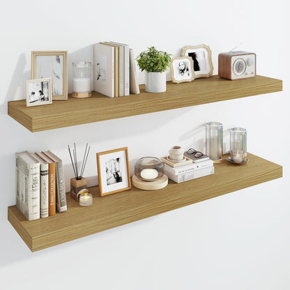 Marsmiles 48" Floating Shelves for Wall, Wooden Shelves with Invisible Brackets Set of 2, Rustic