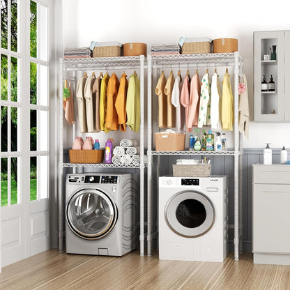 Over Washer and Dryer Shelves,2 Tier Adjustable Height Wire Shelving Laundry Room Storage