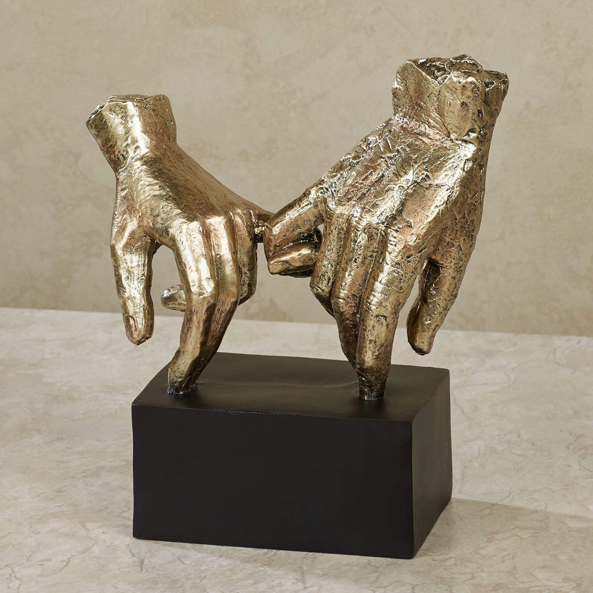 Touch of Class Lingering Hold Hands Table Sculpture Gold - Pinky Promise Statues - Desk Statue for