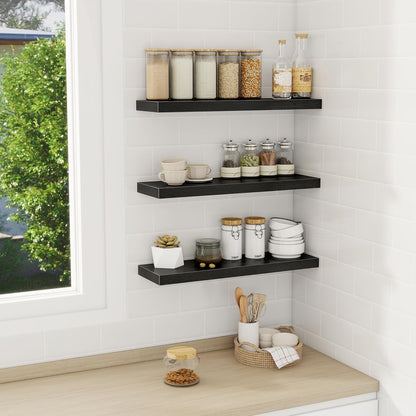 Fun Memories Black Floating Shelves Wall Shelf 24 Inch Long, Rustic Bathroom Shelves, Wall Mounted