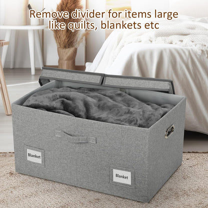 75 Quarts Extra Large Decorative Storage Bins with Lids, 1 Pack Gray Collapsible Storage Bins with