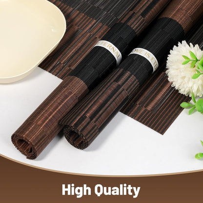 Placemats Set of 6，Non-Slip PVC Weave Table Mats Easy to Clean，Heat Resistant Place Mats for
