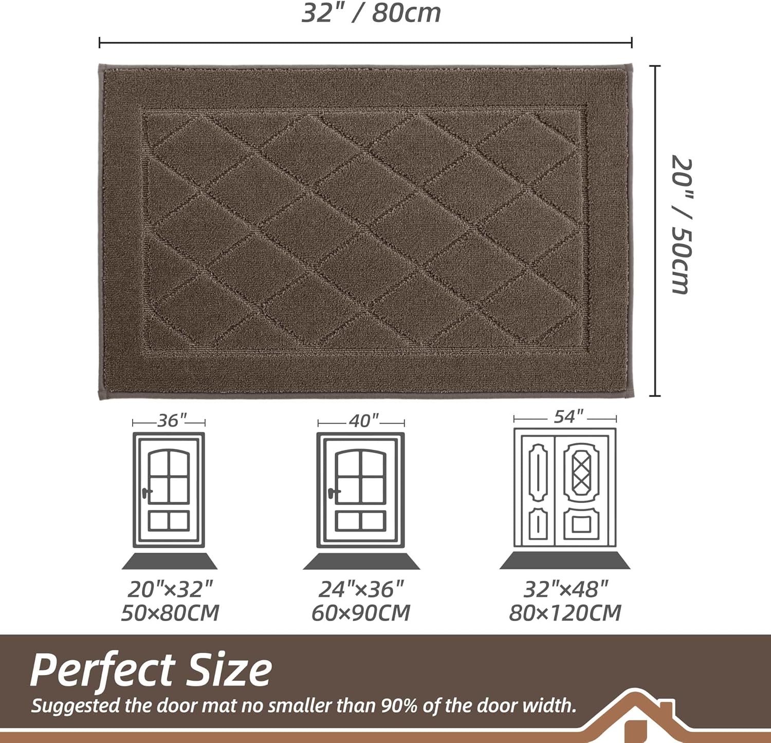 BEQHAUSE Dirt Trapper Door Mat 20" x 32", Doormat Non-Slip Entryway Rugs Washable, Dog Door Mat