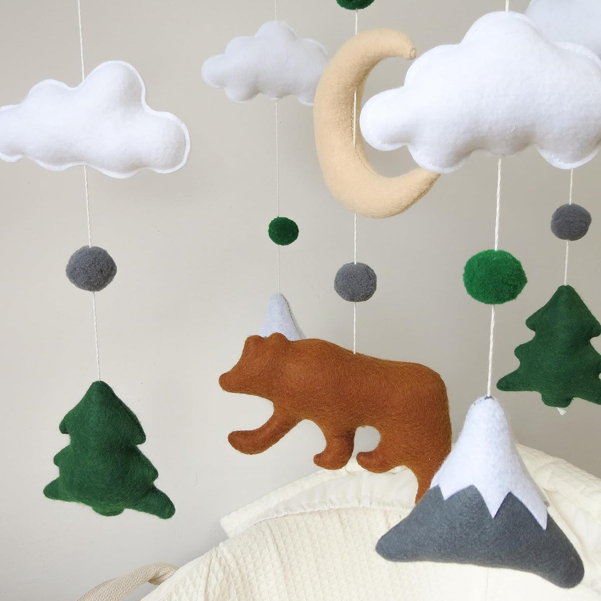 Woodland Mobile for Crib Bear Baby Mobile for Crib Woodland Crib Mobile for Boys Girls Forest Baby