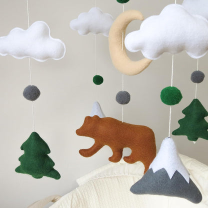 Woodland Mobile for Crib Bear Baby Mobile for Crib Woodland Crib Mobile for Boys Girls Forest Baby