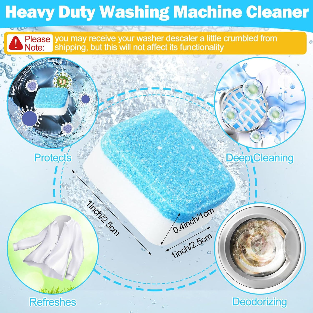 150 Pcs Washing Machine Cleaner Washing Machine Tablets Deep Cleaner Tablets for Front Loader and
