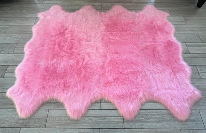 LAMBZY Faux Sheepskin Super Soft Hypoallergenic Free Shape Silky Shag Rug, Luxury Shaggy Plush