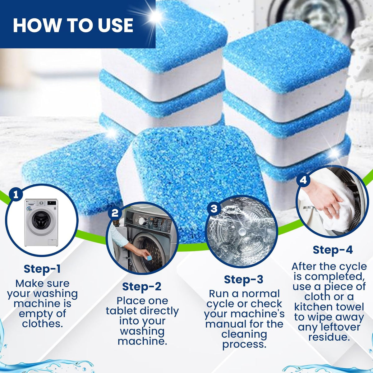 True Fresh Washing Machine Cleaner Tablets – 25-Pack Deep Cleaning for Front Loader, Top Load & HE