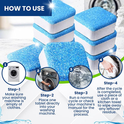 True Fresh Washing Machine Cleaner Tablets – 25-Pack Deep Cleaning for Front Loader, Top Load & HE