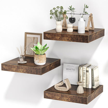 Square Floating Shelves for Wall, 12"W x 12"D x 1.2"H, Small Wooden Wall Mounted Display Shelf with