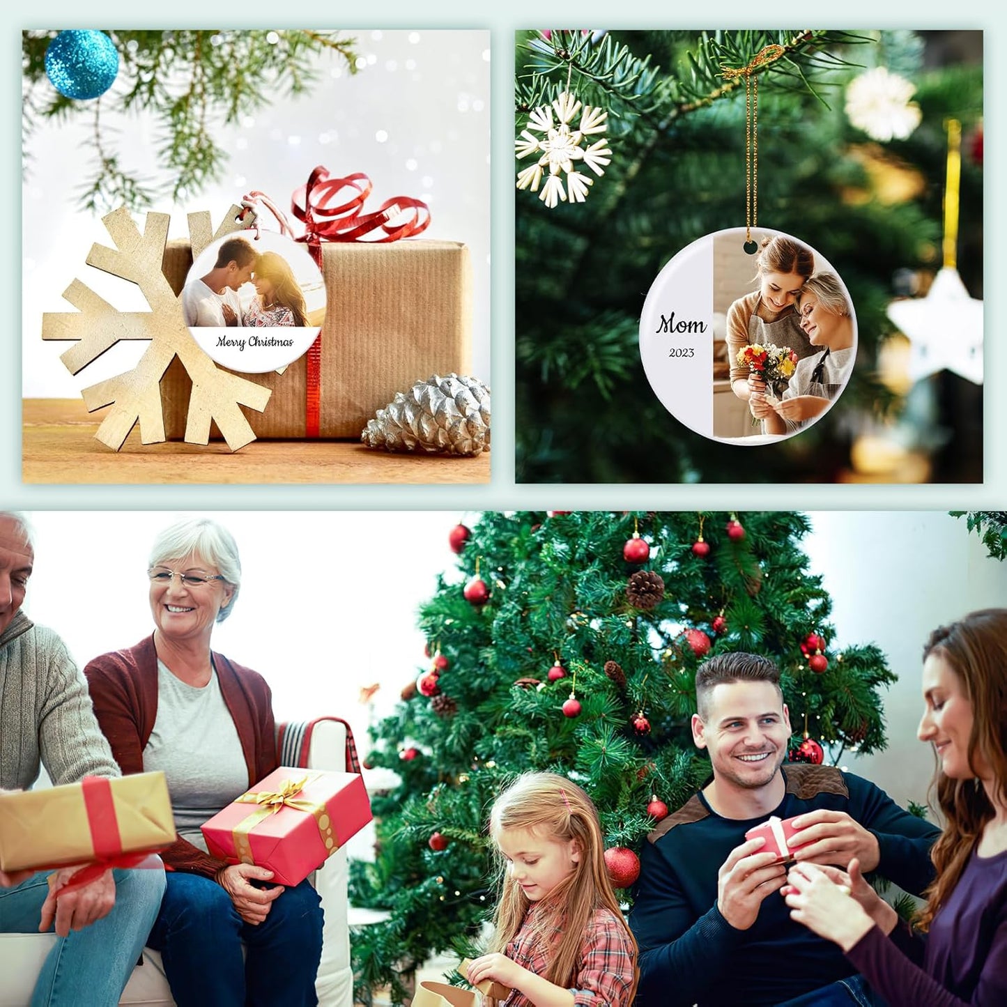 Personalized Christmas Ornaments 2025 Ceramic Custom Photo Text Christmas Ornament Customized Photo