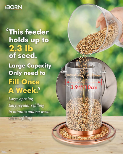 iBorn Bird Feeders for Outdoors Hanging,Metal Bird Feeders for Cardinal Chew Proof 18cm Large