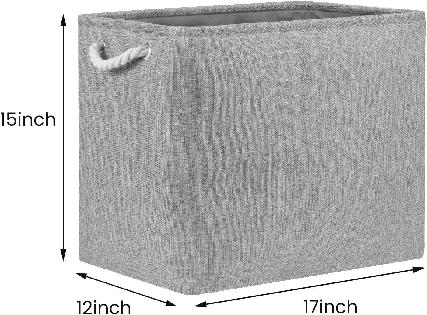 Bidtakay Collapsible Storage Bins for Clothes Large Grey Storage Baskets with Cotton Handles