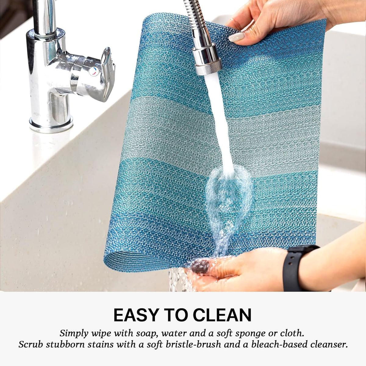 LEXMORE Placemats Set of 4 Vinyl/Plastic Woven Place Mats for Kitchen Table Indoor/Outdoor Washable