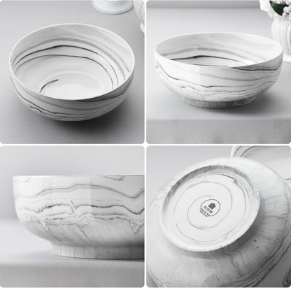 MALACASA Salad Bowls, 114 OZ(10") Extra Large Serving Bowls Set of 2, Porcelain Marble Grey Bowls