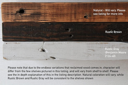 Urban Legacy Reclaimed Barn Joist Deep Floating Shelves | Deep Shelves with Low Profile Shelf