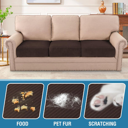H.VERSAILTEX Velvet Stretch Couch Cushion Cover Plush Cushion Slipcover for Chair Loveseat Sofa