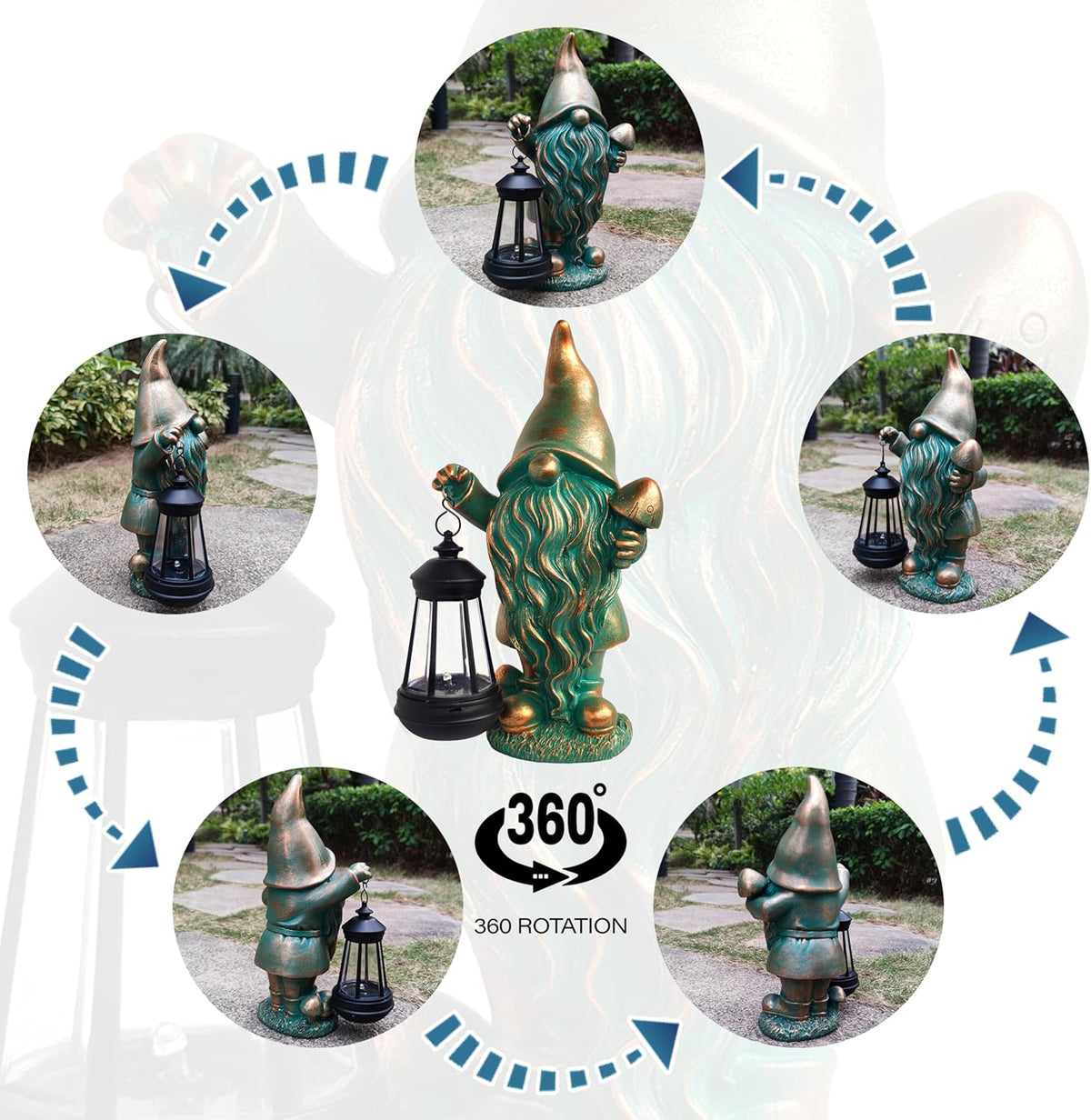 JOYBEE Garden Statues Gnomes with Solar Lantern Outdoor Decor-Gnomes Solar Figurines Lights