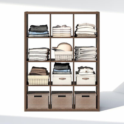 Furinno Cubic Extra Thick 12-Cube Closet Organizers and Storage, Amber Pine