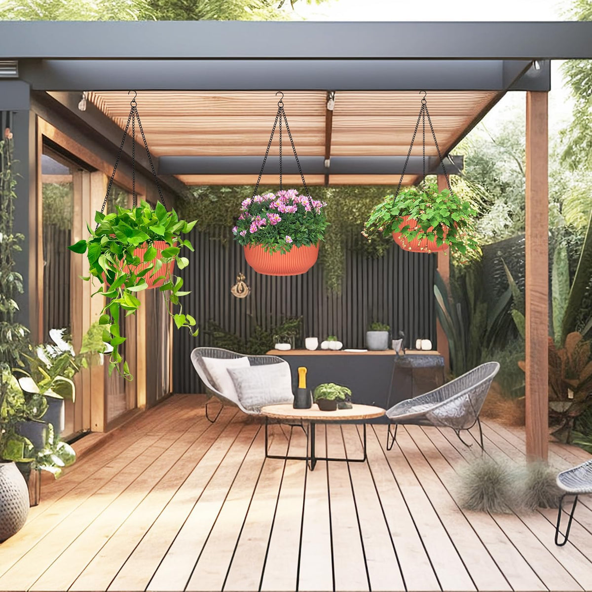 Hanging Planters 9/10/11 Inch for Indoor Plants, 3 Pack Plant Hanger Outdoor with Drainage Holes